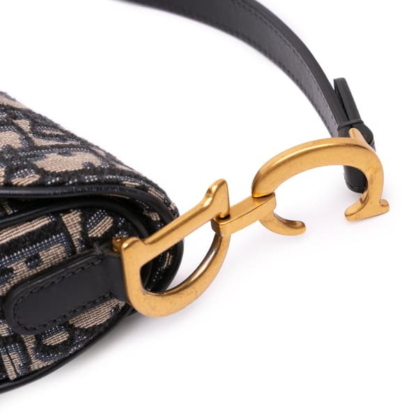 Pre-owned Dior Mini Oblique Canvas Saddle Bag Blue
