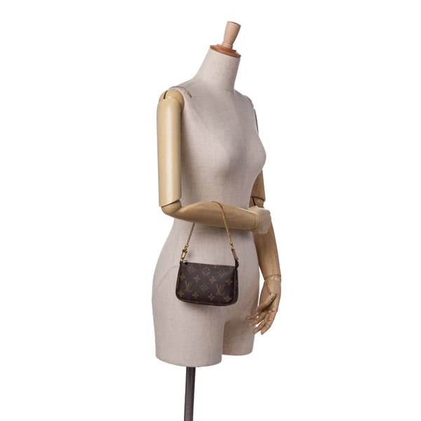 Pre-owned Louis Vuitton Monogram Mini Pochette Accessoires Brown