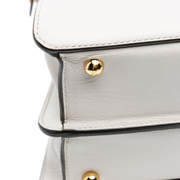 Pre-owned Fendi Medium Leather Peekaboo ISeeU Satchel White
