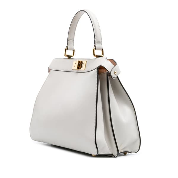 Pre-owned Fendi Medium Leather Peekaboo ISeeU Satchel White