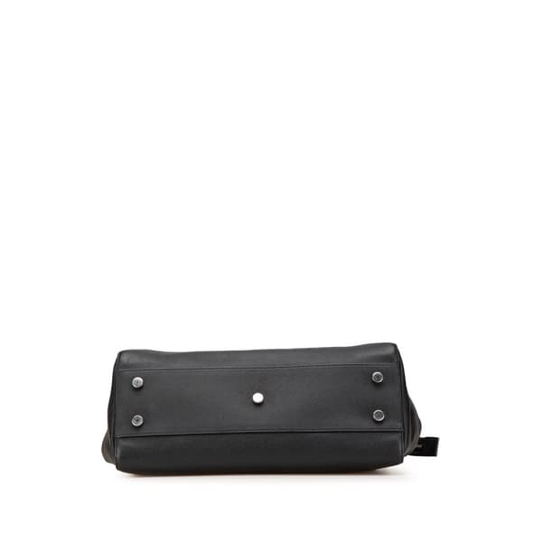 Pre-owned Saint Laurent Medium Grained Calfskin Cabas Rive Gauche Satchel Black