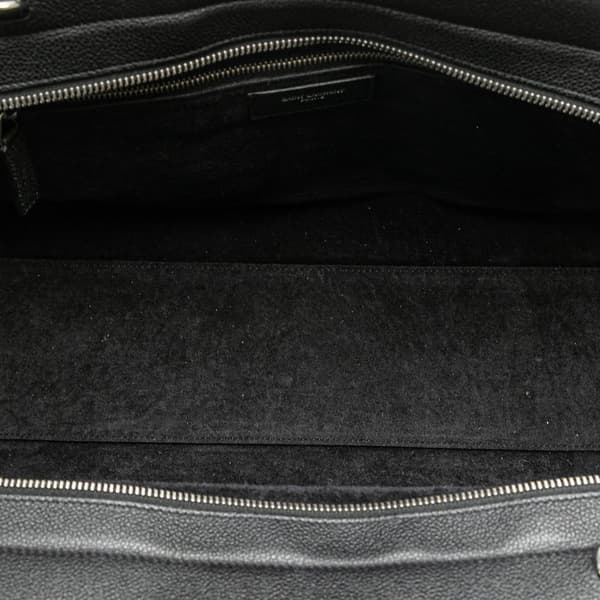 Pre-owned Saint Laurent Medium Grained Calfskin Cabas Rive Gauche Satchel Black