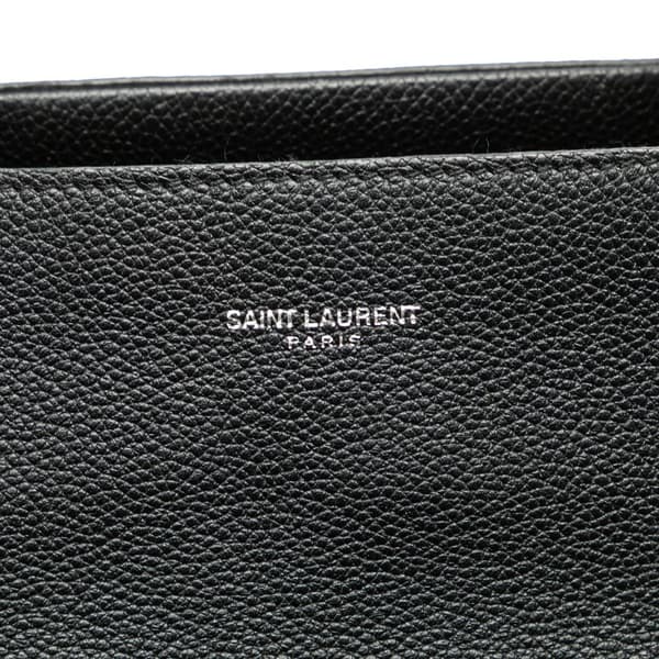 Pre-owned Saint Laurent Medium Grained Calfskin Cabas Rive Gauche Satchel Black