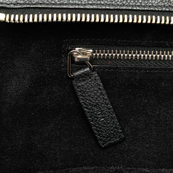 Pre-owned Saint Laurent Medium Grained Calfskin Cabas Rive Gauche Satchel Black