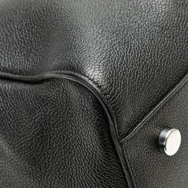 Pre-owned Saint Laurent Medium Grained Calfskin Cabas Rive Gauche Satchel Black