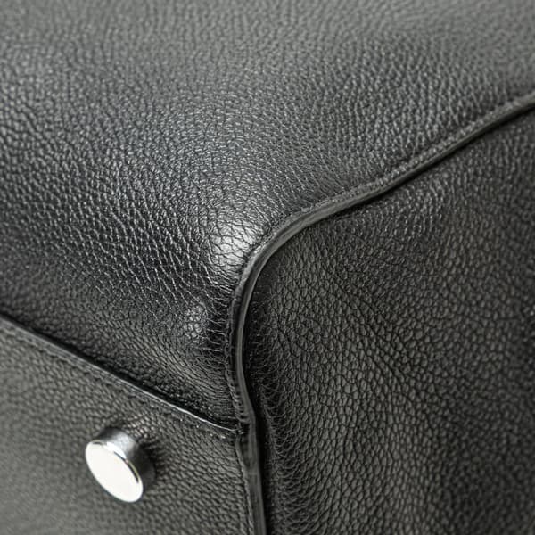 Pre-owned Saint Laurent Medium Grained Calfskin Cabas Rive Gauche Satchel Black