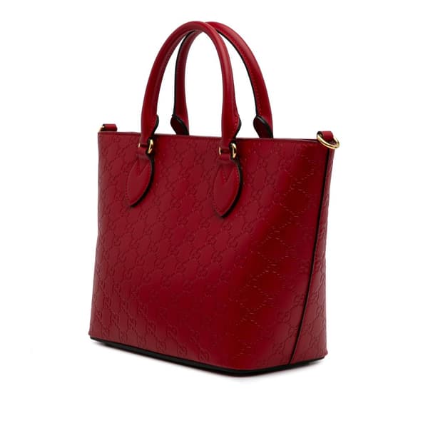 Pre-owned Gucci Small Guccissima Convertible Tote Red