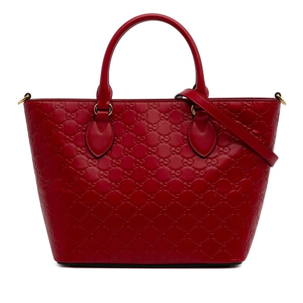 Pre-owned Gucci Small Guccissima Convertible Tote Red