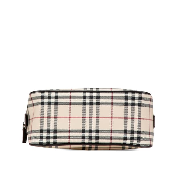 Pre-owned Burberry House Check Canvas Handbag Brown