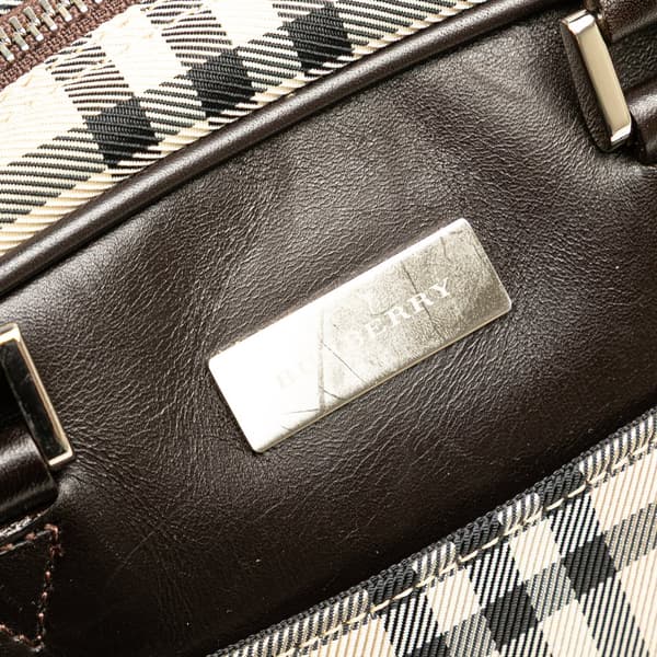 Pre-owned Burberry House Check Canvas Handbag Brown