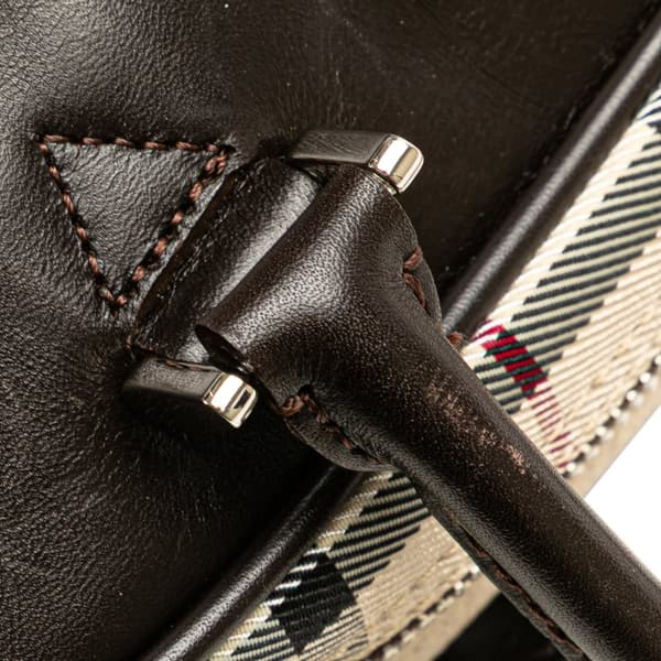 Pre-owned Burberry House Check Canvas Handbag Brown