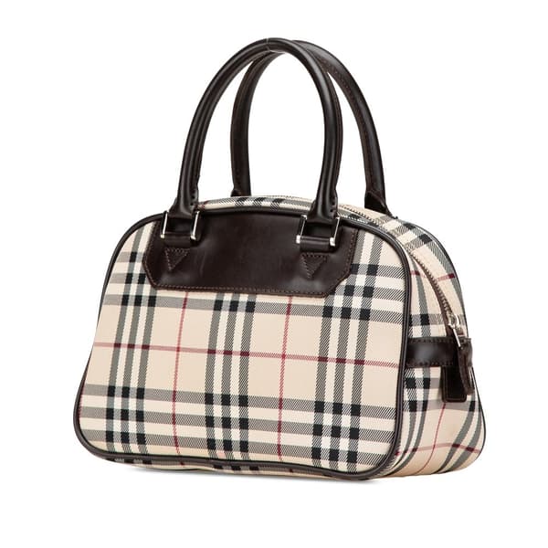 Pre-owned Burberry House Check Canvas Handbag Brown