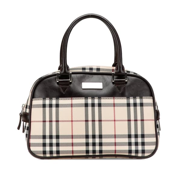 Pre-owned Burberry House Check Canvas Handbag Brown