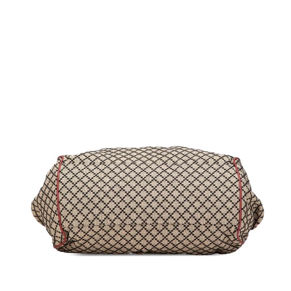 Pre-owned Gucci Diamante Canvas Sukey Satchel Brown