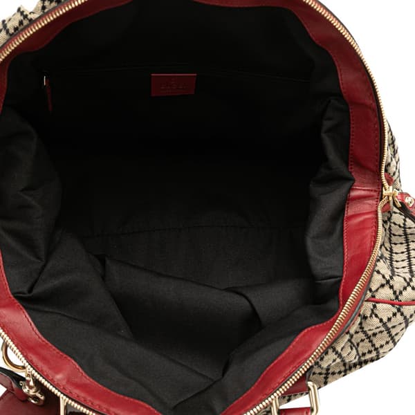 Pre-owned Gucci Diamante Canvas Sukey Satchel Brown