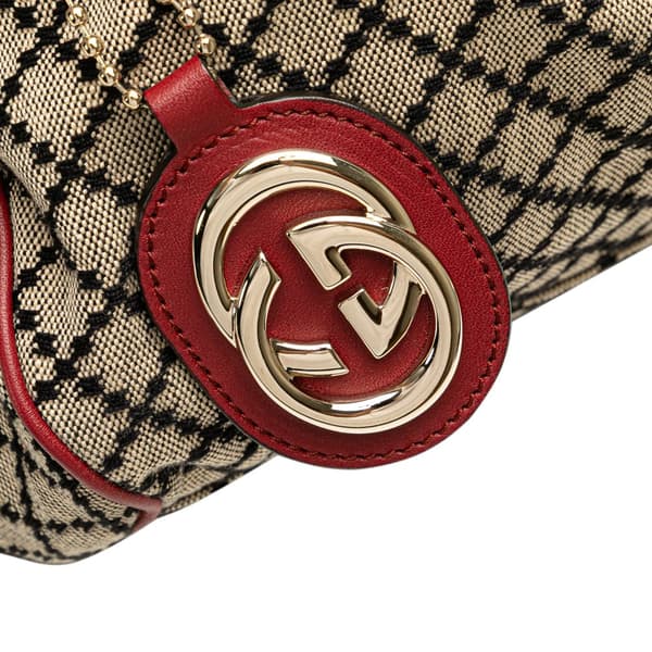 Pre-owned Gucci Diamante Canvas Sukey Satchel Brown