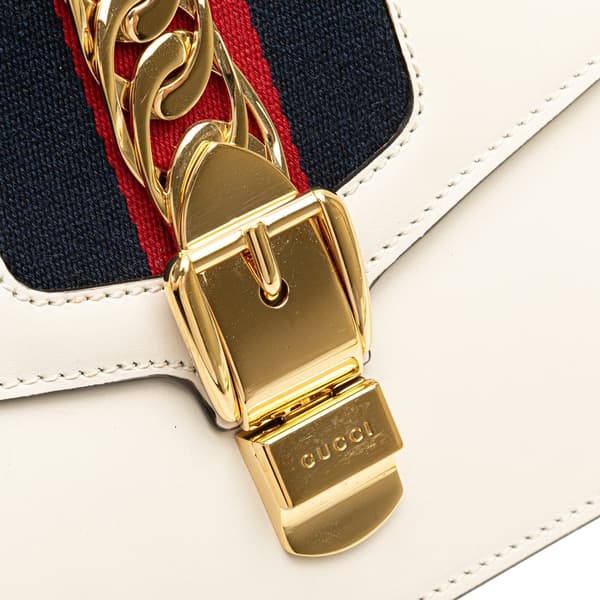 Pre-owned Gucci Small Leather Sylvie Satchel White