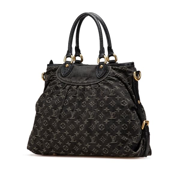 Pre-owned Louis Vuitton Monogram Denim Neo Cabby MM Black