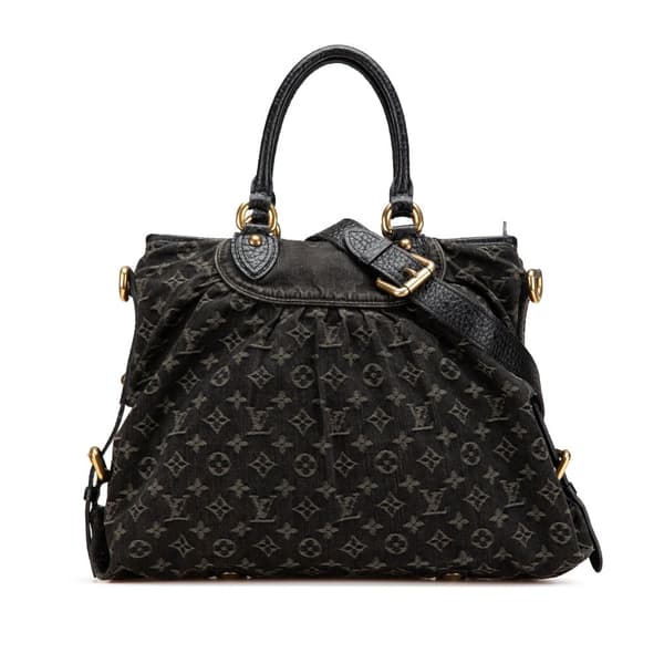 Pre-owned Louis Vuitton Monogram Denim Neo Cabby MM Black