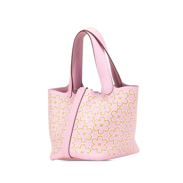 Pre-owned Hermès Micro Swift Lucky Daisy Picotin Lock 14 Pink