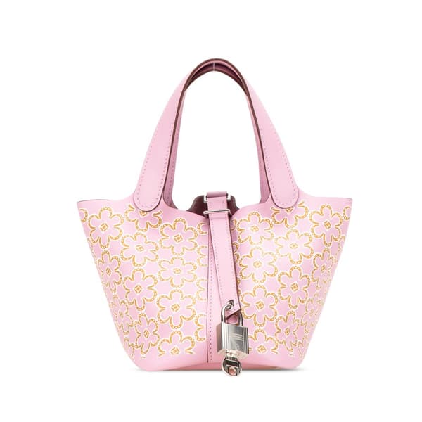 Pre-owned Hermès Micro Swift Lucky Daisy Picotin Lock 14 Pink