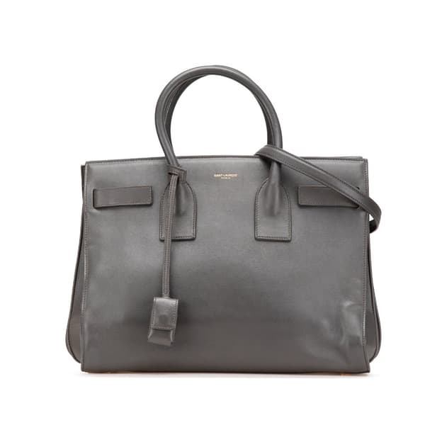 Pre-owned Saint Laurent Small Leather Sac De Jour Satchel Gray