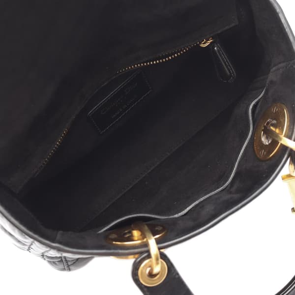 Pre-owned Dior Small Crinkled Patent Cannage My ABCDior Lady Dior Black