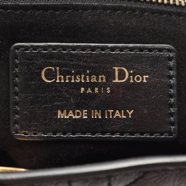 Pre-owned Dior Small Crinkled Patent Cannage My ABCDior Lady Dior Black