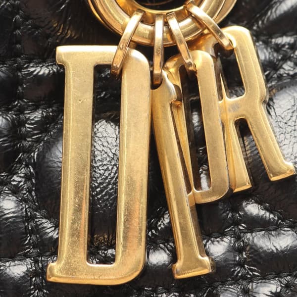 Pre-owned Dior Small Crinkled Patent Cannage My ABCDior Lady Dior Black