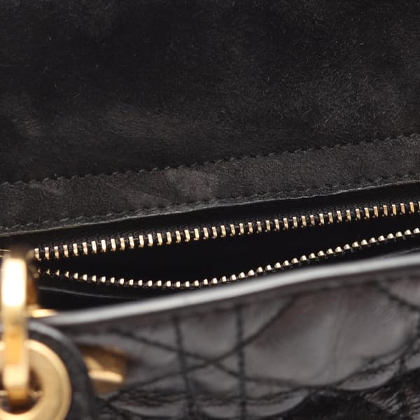 Pre-owned Dior Small Crinkled Patent Cannage My ABCDior Lady Dior Black