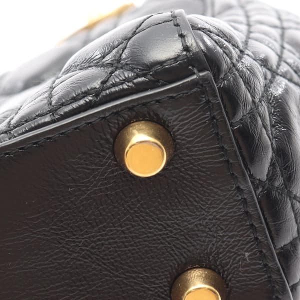 Pre-owned Dior Small Crinkled Patent Cannage My ABCDior Lady Dior Black