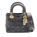 Miniatyrbild 1 av 10: Pre-owned Dior Small Crinkled Patent Cannage My ABCDior Lady Dior Black