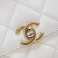 Miniatyrbilde 5 av 10: Pre-owned Chanel Small Quilted Lambskin Crystal Logo Letters Chain Flap White