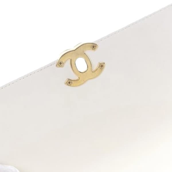 Pre-owned Chanel Small Quilted Lambskin Crystal Logo Letters Chain Flap White
