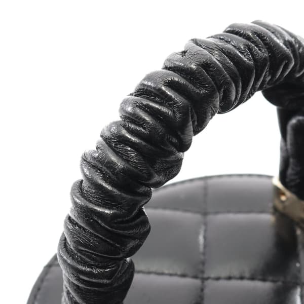 Pre-owned Chanel Mini Quilted Lambskin Ruched Handle Vanity Case Black