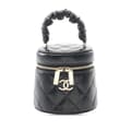 Miniatyrbillede 1 af 8: Pre-owned Chanel Mini Quilted Lambskin Ruched Handle Vanity Case Black