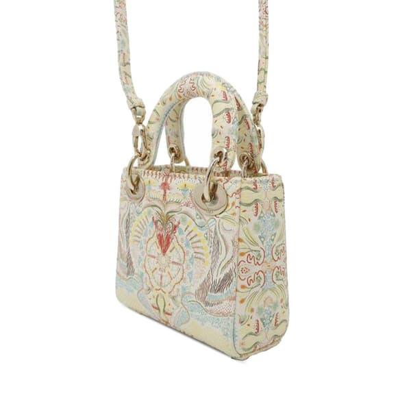 Pre-owned Dior Micro Calfskin In Lights Lady Dior White