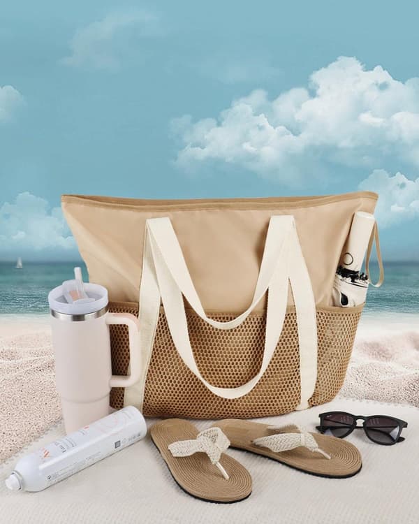 Lollanda Vandtæt Strandtaske til Kvinder med Lynlås – Sandafvisende Design, Skulderrem, Perfekt til Strand og Rejser