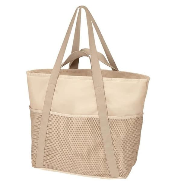 Lollanda Vandtæt Strandtaske til Kvinder med Lynlås – Sandafvisende Design, Skulderrem, Perfekt til Strand og Rejser Beige