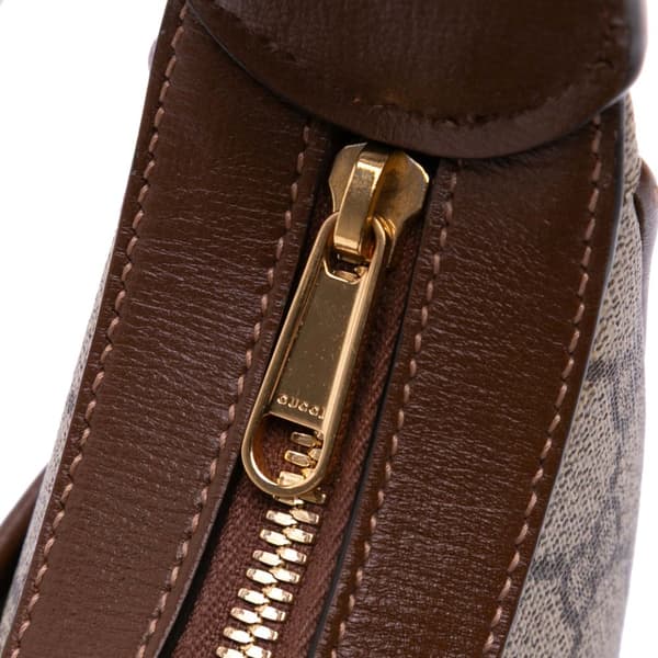 Pre-owned Gucci Mini GG Supreme Half Moon Bag Brown
