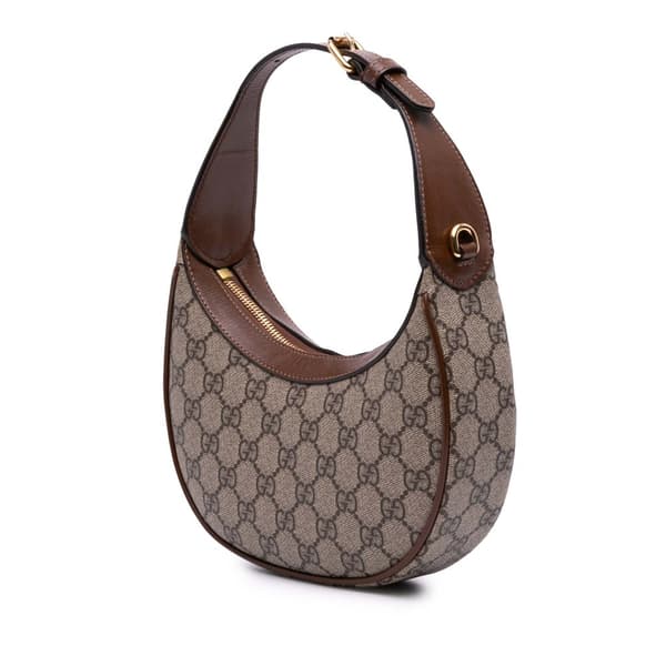 Pre-owned Gucci Mini GG Supreme Half Moon Bag Brown