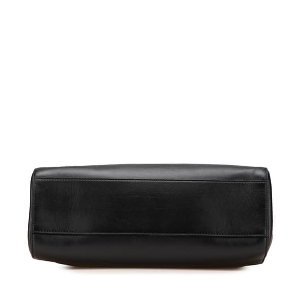 Pre-owned Gucci Medium Leather Bamboo Nymphaea Satchel Black