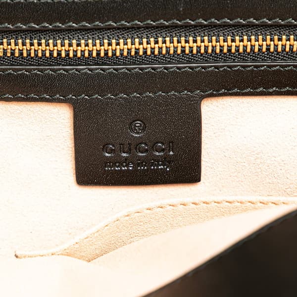 Pre-owned Gucci Medium Leather Bamboo Nymphaea Satchel Black