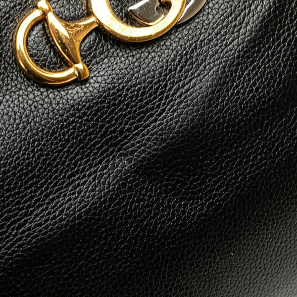 Pre-owned Gucci Small Grained Calfskin Zumi Top Handle Bag Black