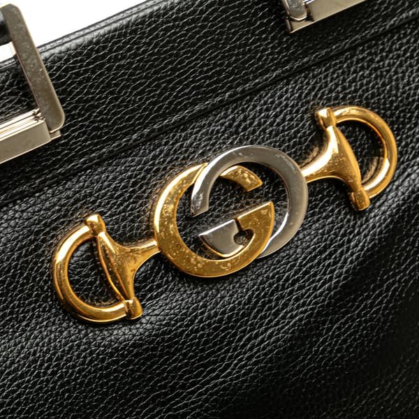 Pre-owned Gucci Small Grained Calfskin Zumi Top Handle Bag Black