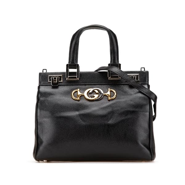 Pre-owned Gucci Small Grained Calfskin Zumi Top Handle Bag Black