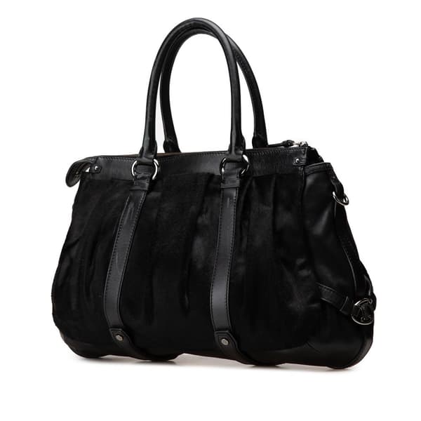 Pre-owned Celine Pony Hair and Calfskin Satchel Black