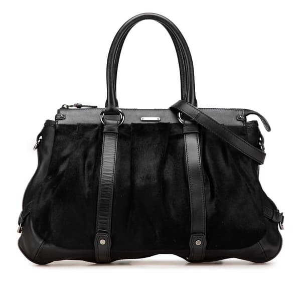 Pre-owned Celine Pony Hair and Calfskin Satchel Black