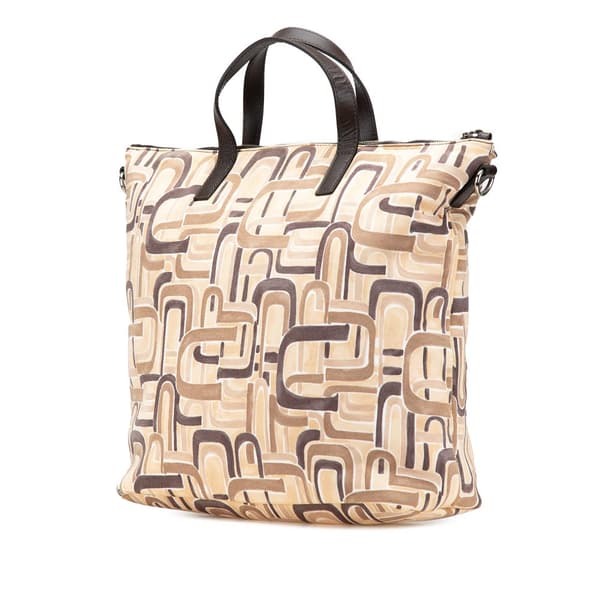 Pre-owned Prada Tessuto Stampato Satchel Brown