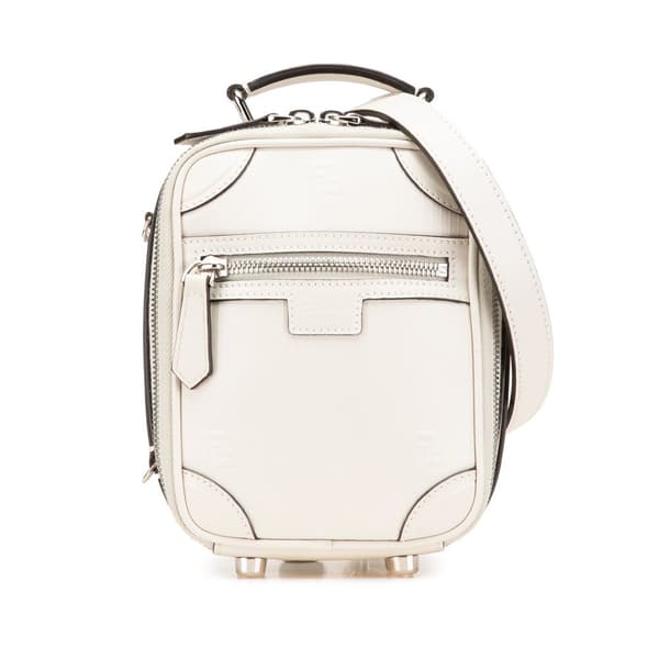 Pre-owned Fendi Mini Vitello Astro Rubber Effect Trolley White